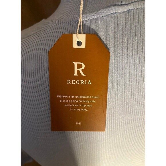 REORIA Women's Casual Mock Turtleneck Short Sleeve Ribbed Bodysuit size L - Picture 4 of 9